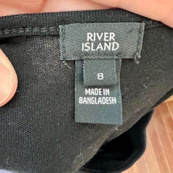 River Island Black Ruched Side Cap Sleeve Bodycon Midi Dress Women's Size 4 - Picture 5 of 8